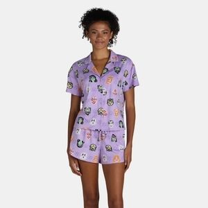 Halloween Women's Monster Print Pajama Set - Lavender